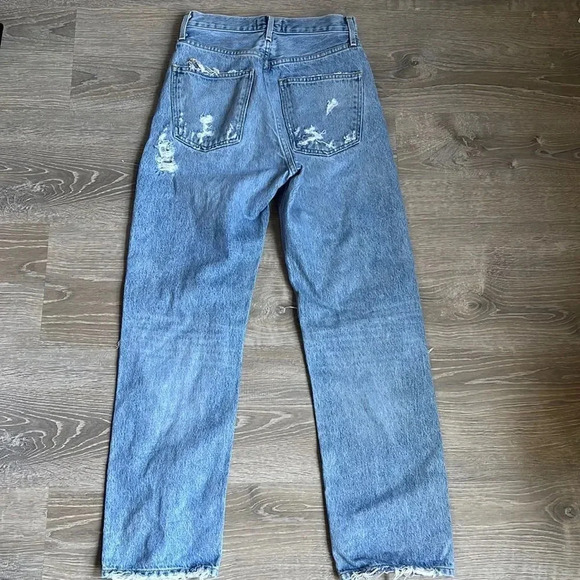 GOLDE 90's Mid Rise Loose Fit Cotton Ripped Leg Jeans - Picture 3 of 14